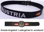 Ledergürtel & -armband "AUSTRIA" - schwarz